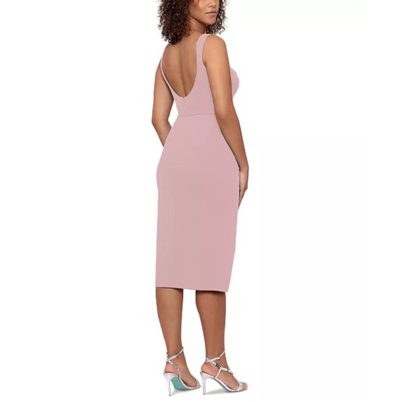 Betsy & Adam L66003 Women's Rose Faux-Wrap Midi Dress Size 10 - Picture 2 of 12